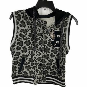 Southpole Animal Print Sleeveless Hoodie Vest